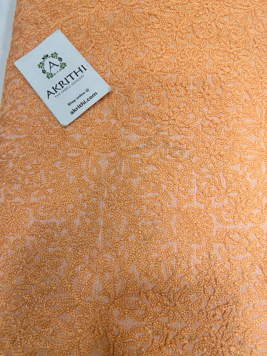 Embroidered raw silk fabric