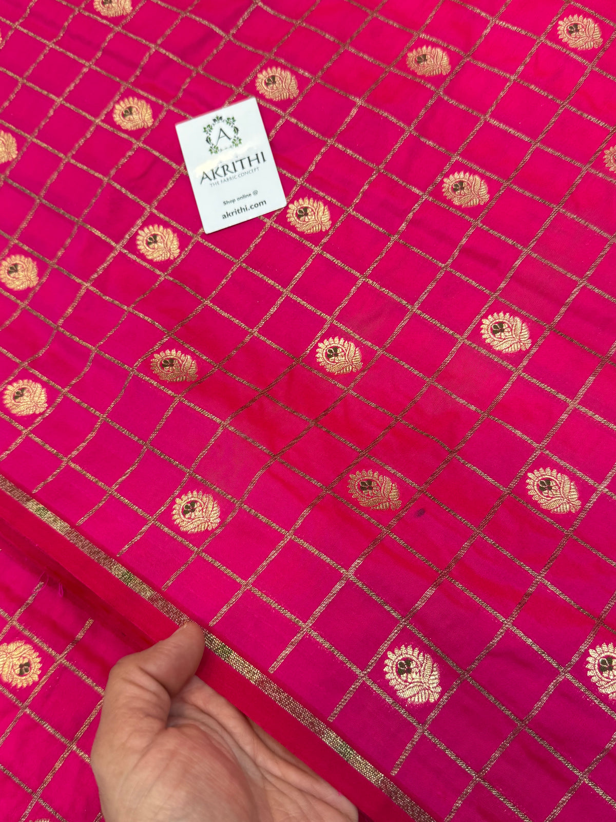 Pure Banarasi brocade checks meena Butti fabric