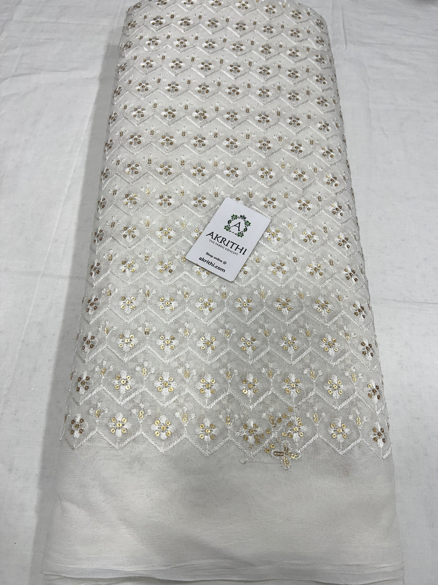 Dyeable Embroidered Georgette fabric