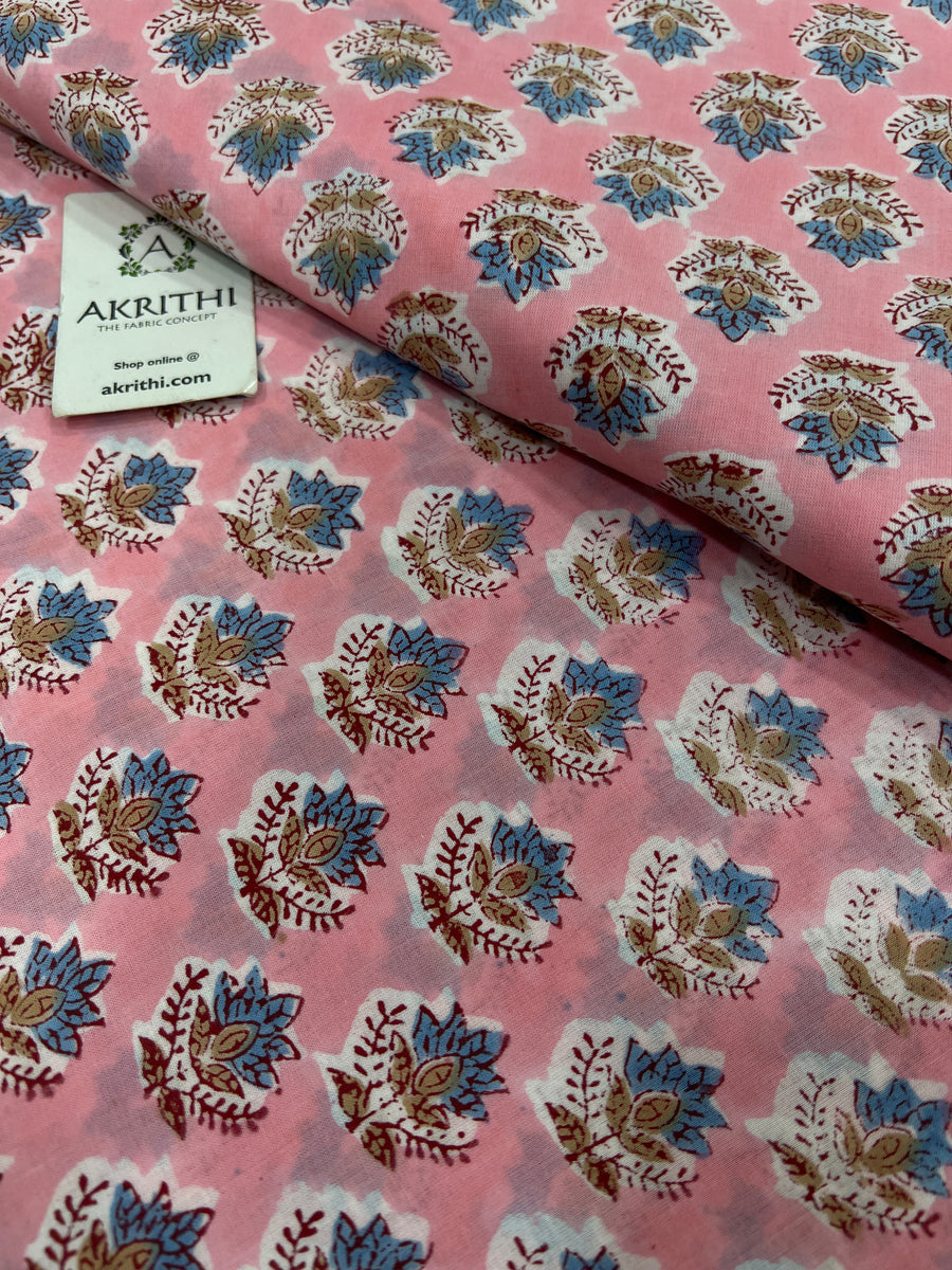 Hand block Printed pure cotton fabric