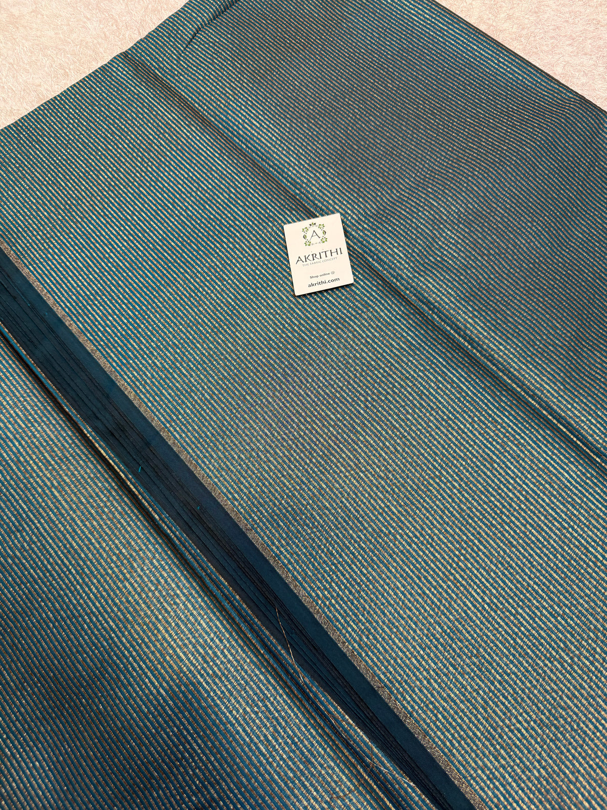 Pure Banarasi brocade striped antique zari fabric