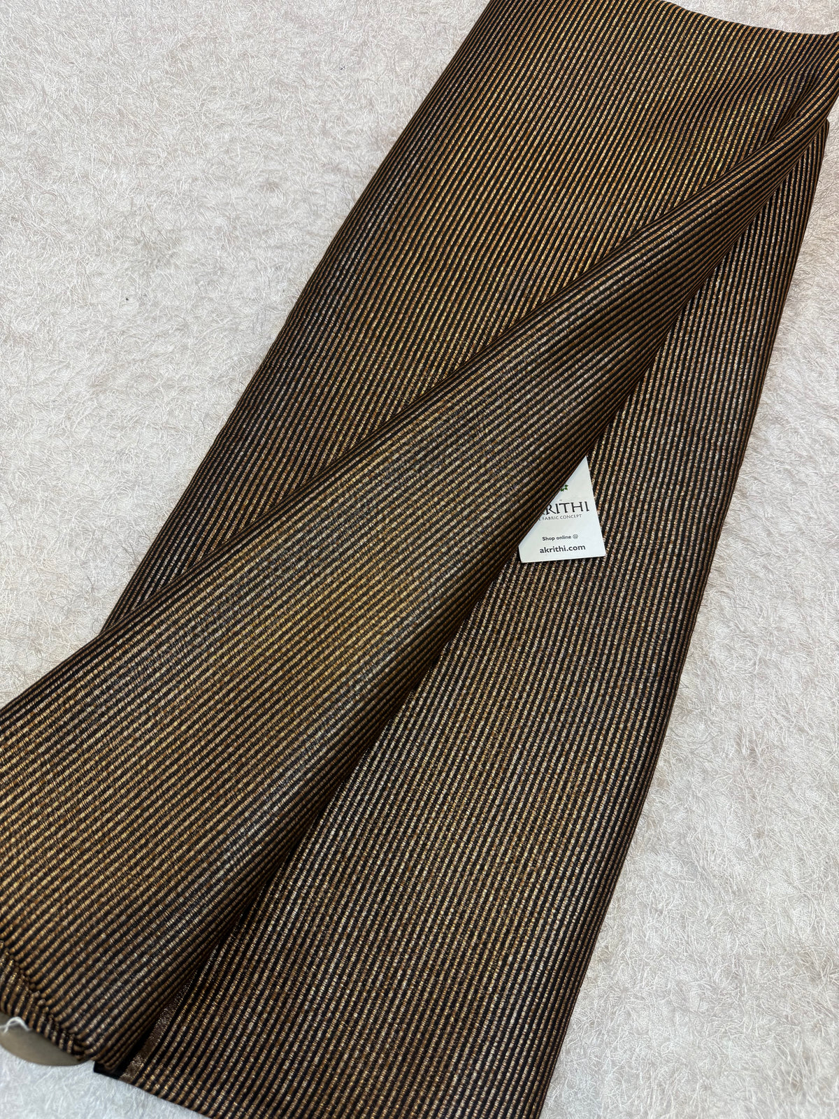 Pure Banarasi brocade striped antique zari fabric
