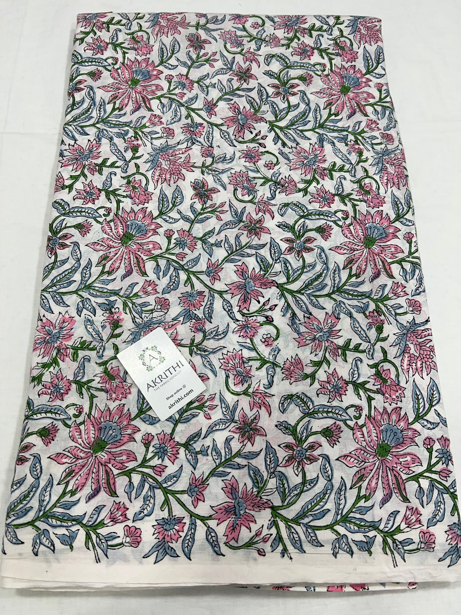 Hand block Printed pure cotton fabric