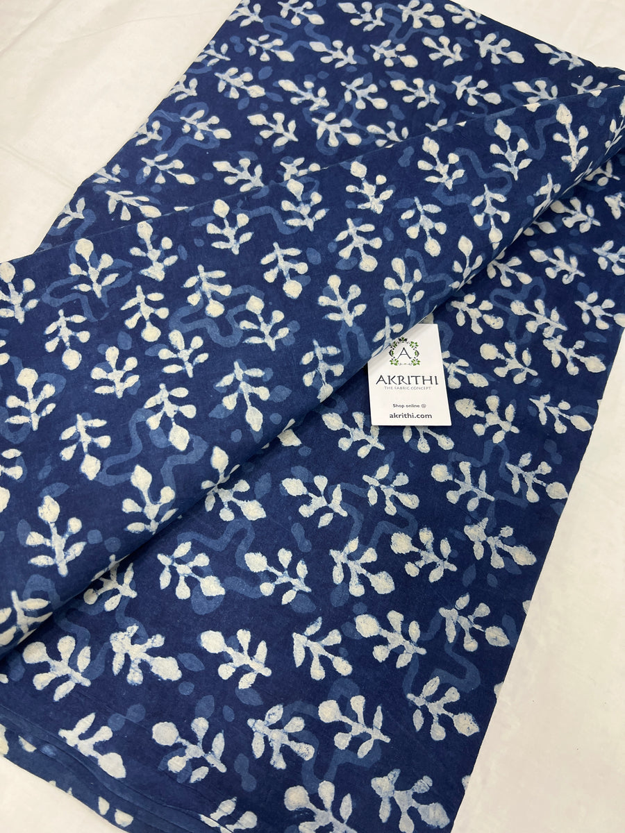 Indigo hand block pure cotton fabric