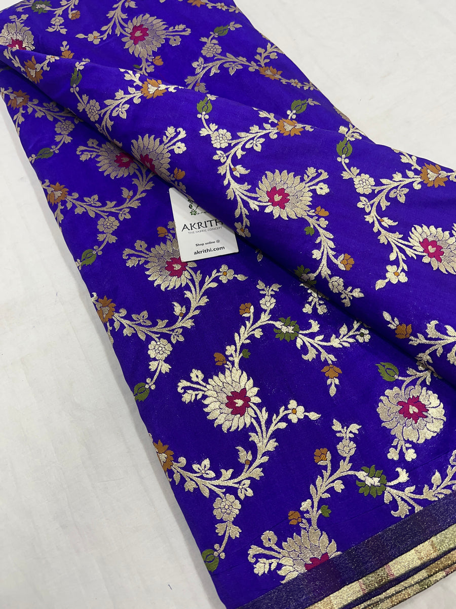 Pure Banarasi brocade fabric violet