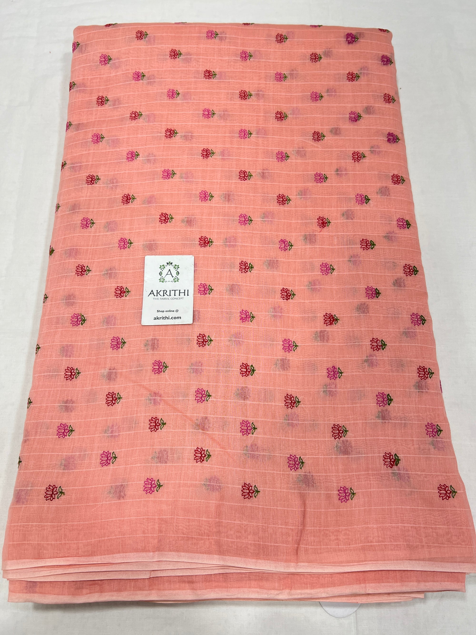 HANDLOOM MUL CHANDERI EMBROIDERED FABRIC