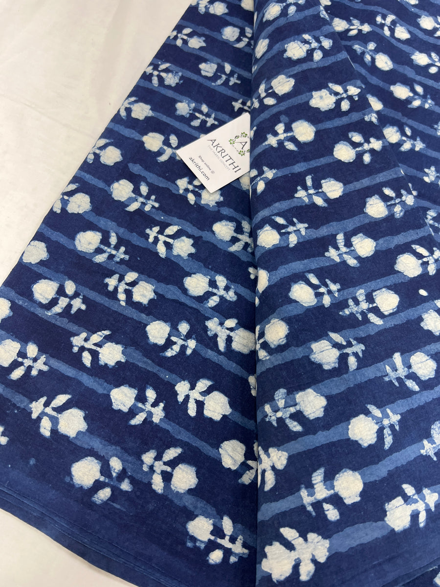 Indigo hand block pure cotton fabric