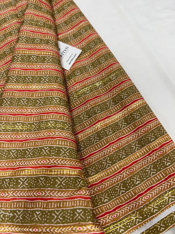 Digital printed munga fabric with Zari lines