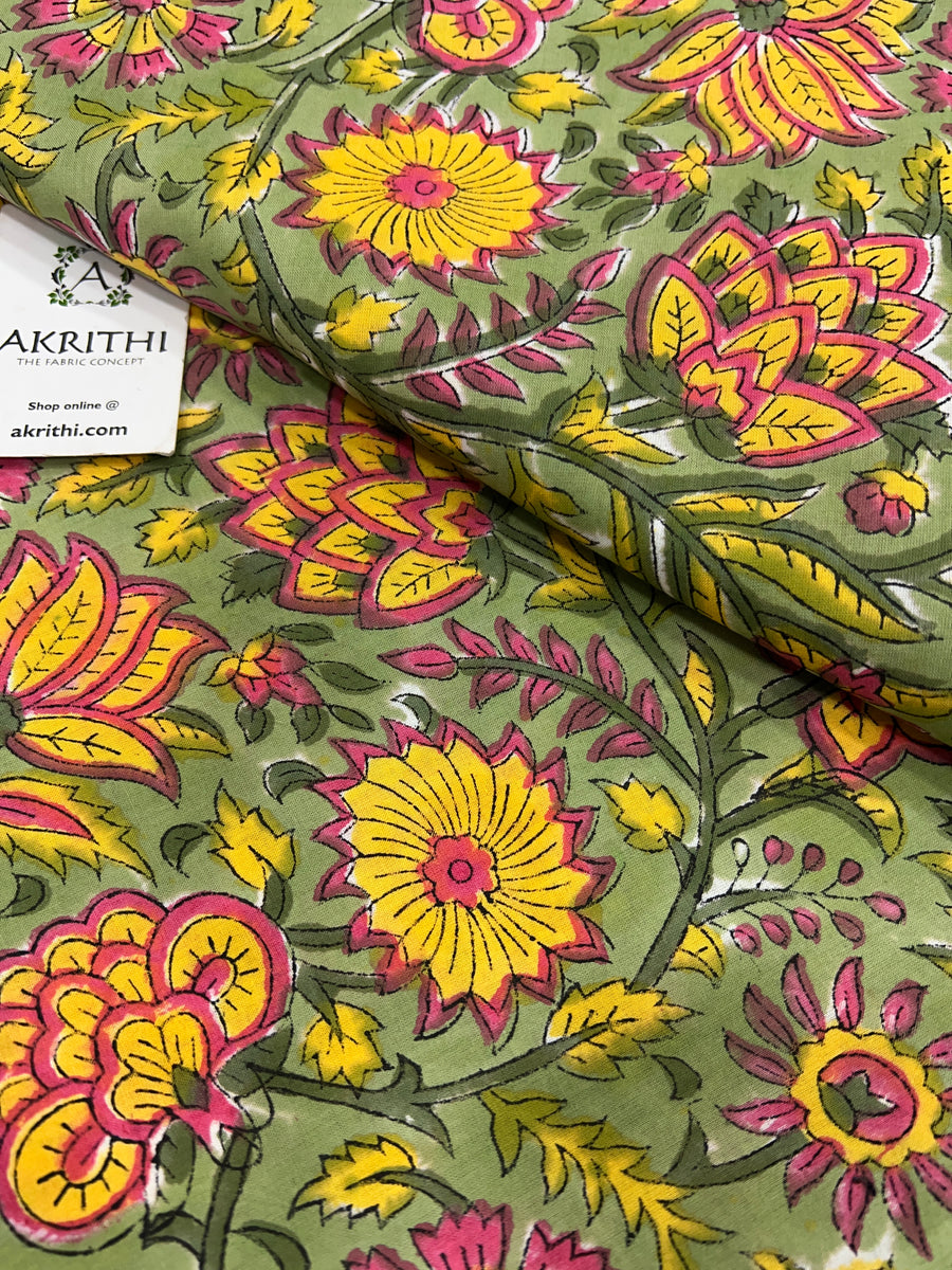 Hand block Printed pure cotton fabric