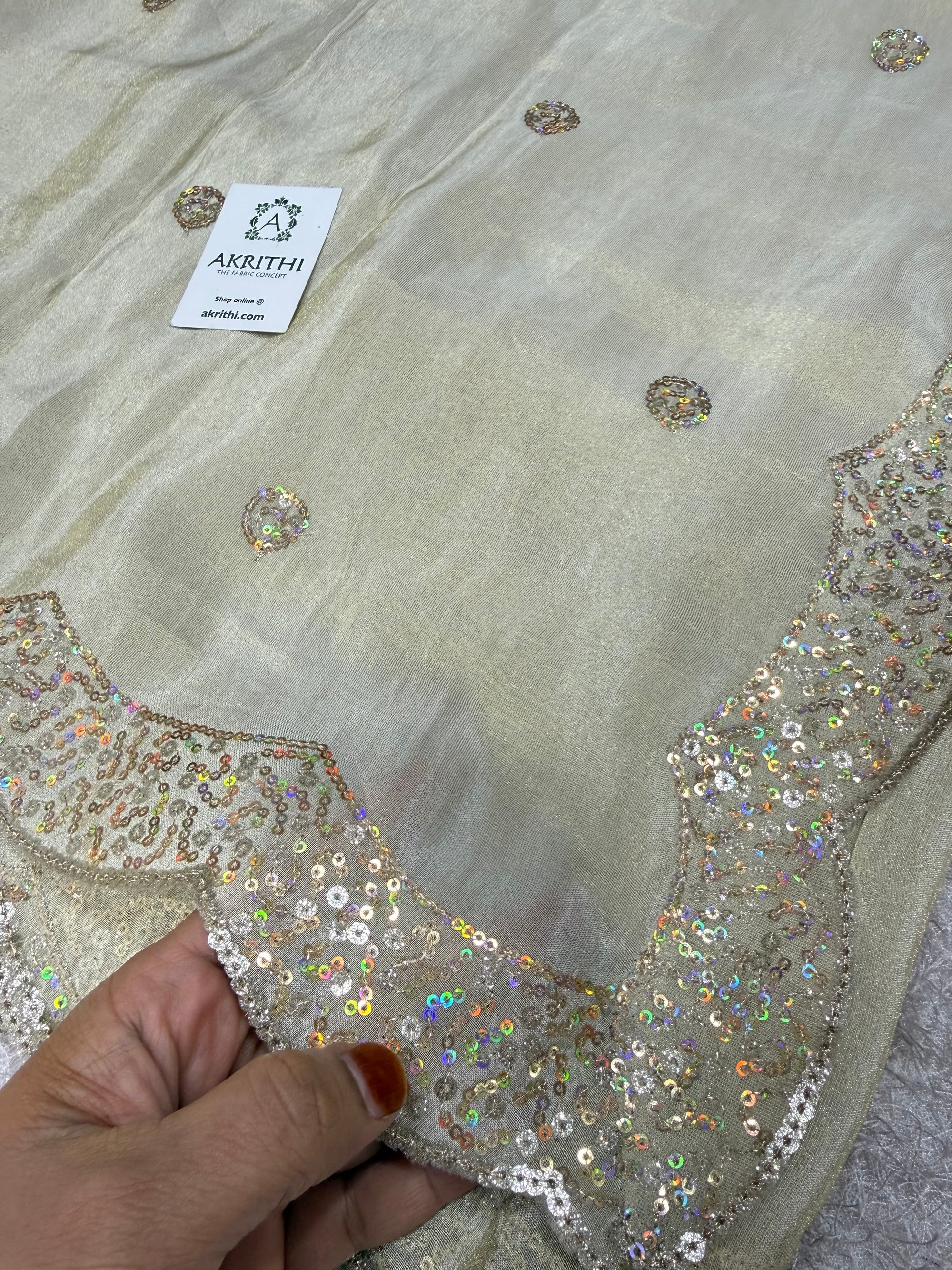 Dyeable embroidered tissue dupatta