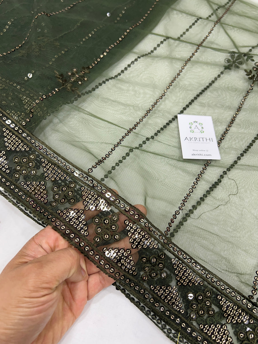 Embroidered net fabric