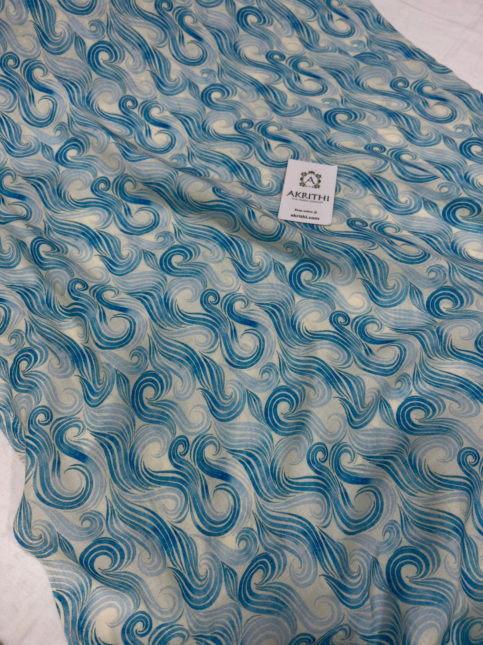 Printed pure muslin fabric 75 cms cut