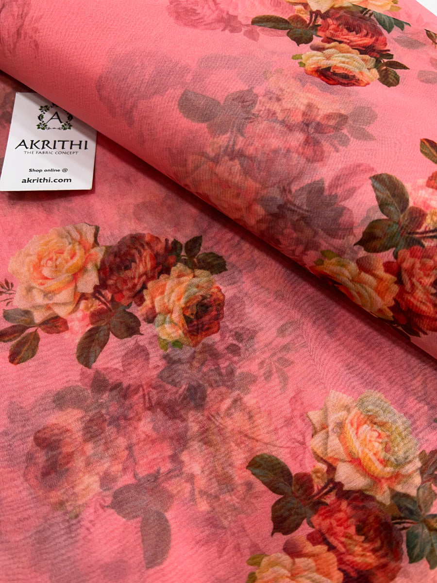 Digital floral Printed organza fabric