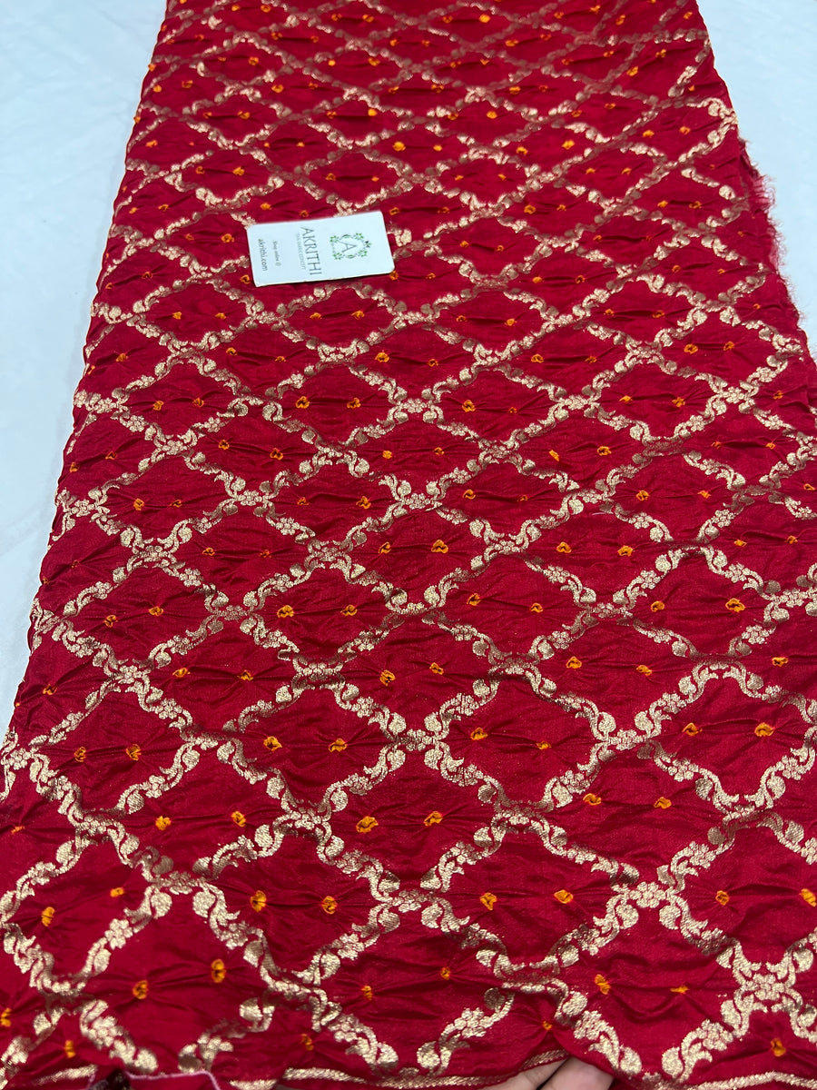 Pure silk Banarasi bandhej fabric