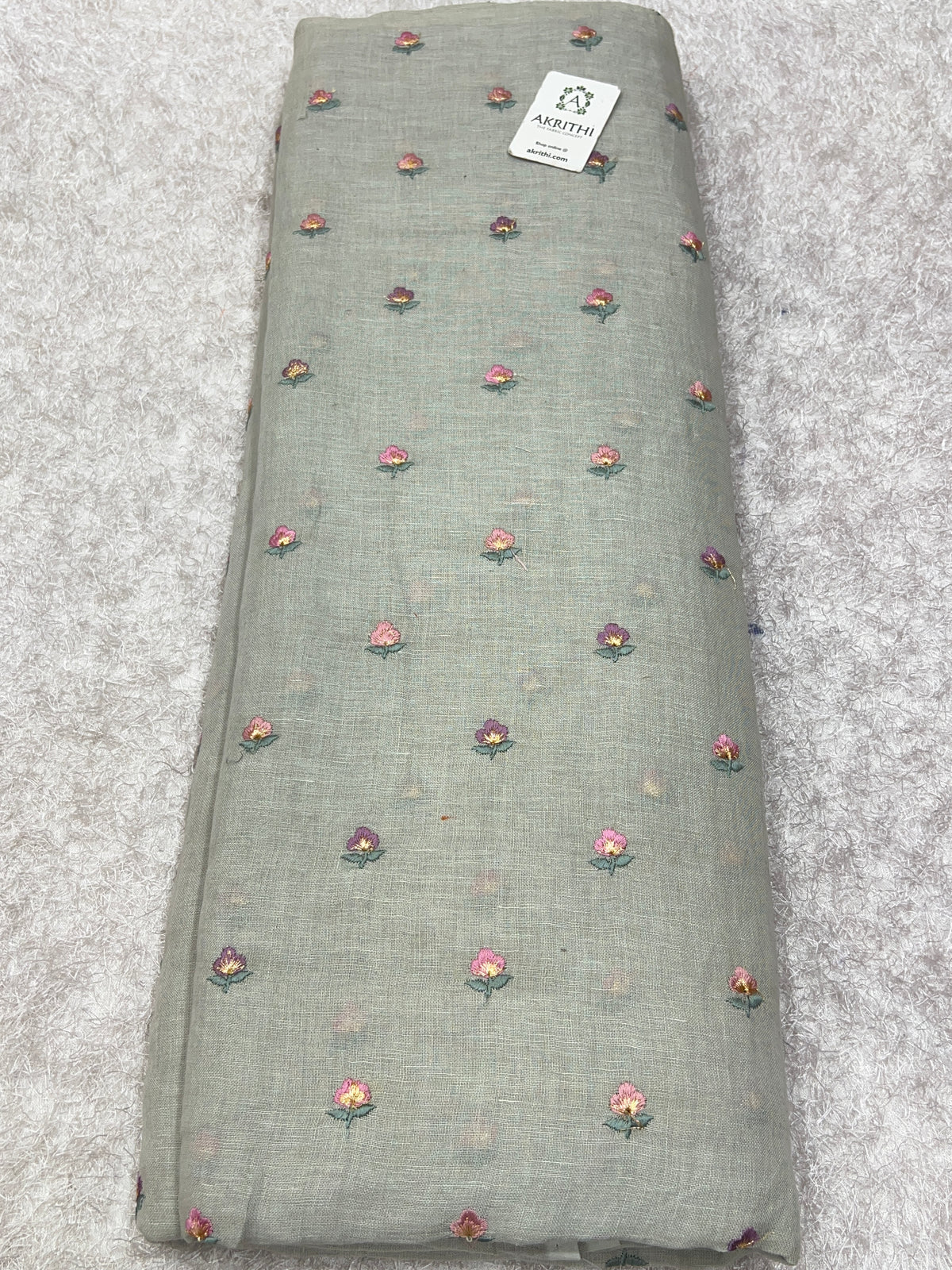 Embroidered pure linen fabric