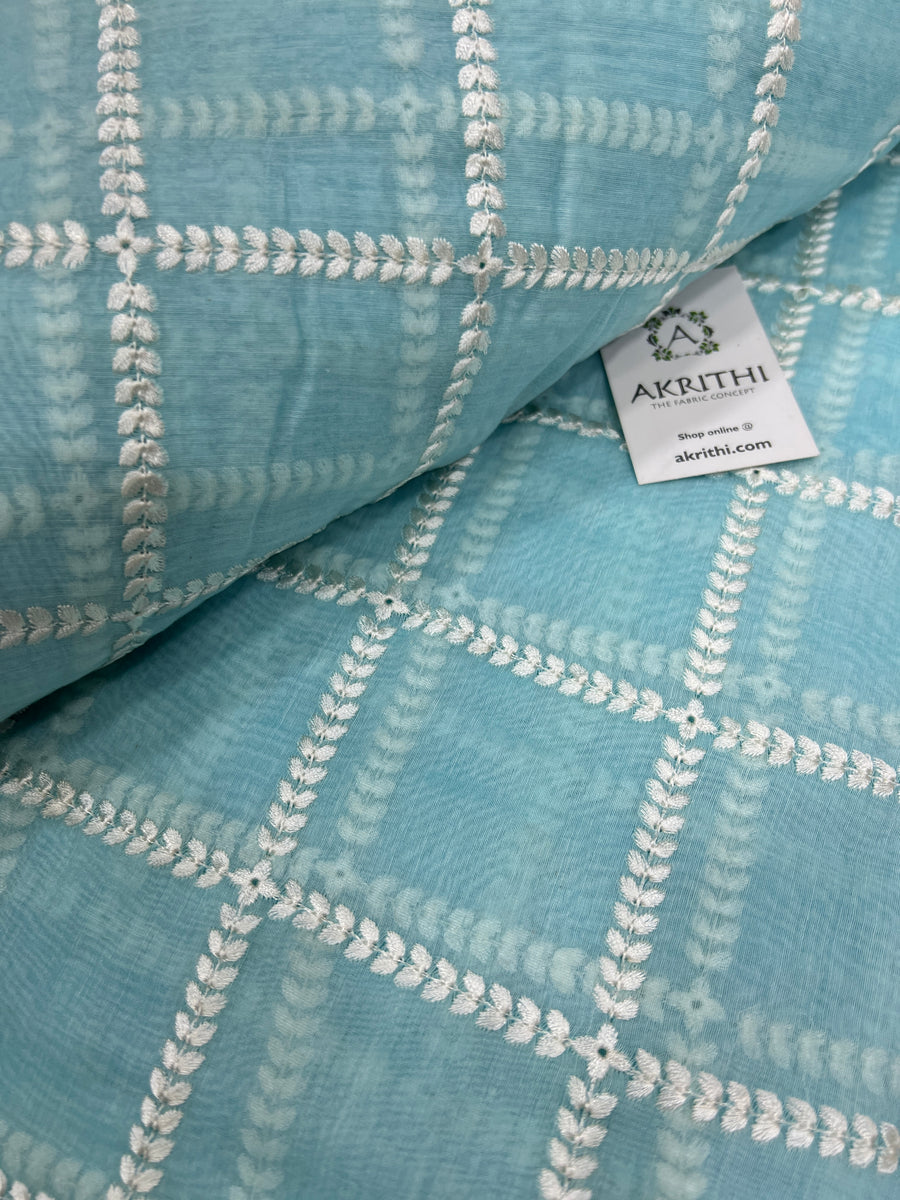 HANDLOOM MUL CHANDERI EMBROIDERED FABRIC