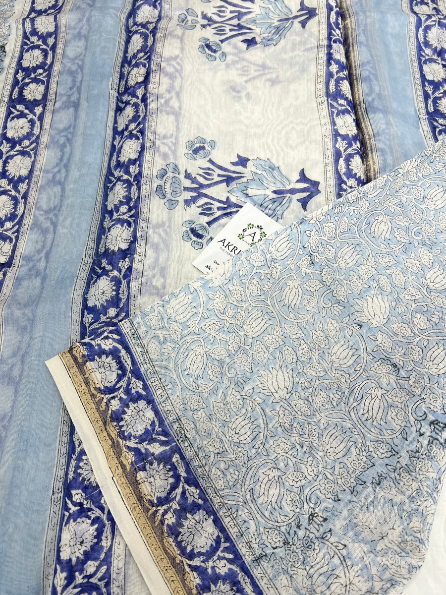 Block printed Chanderi dupatta