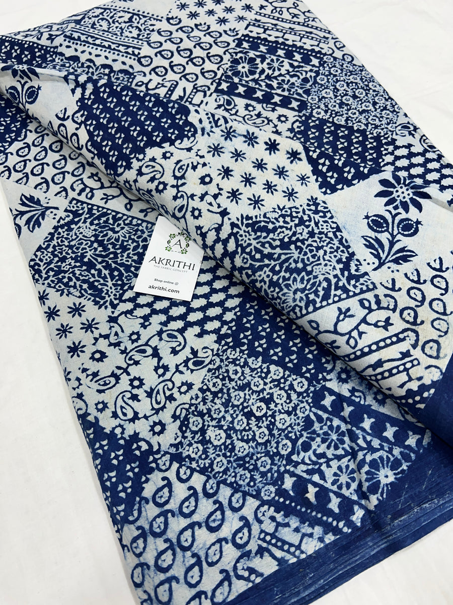 Indigo Printed pure cotton fabric