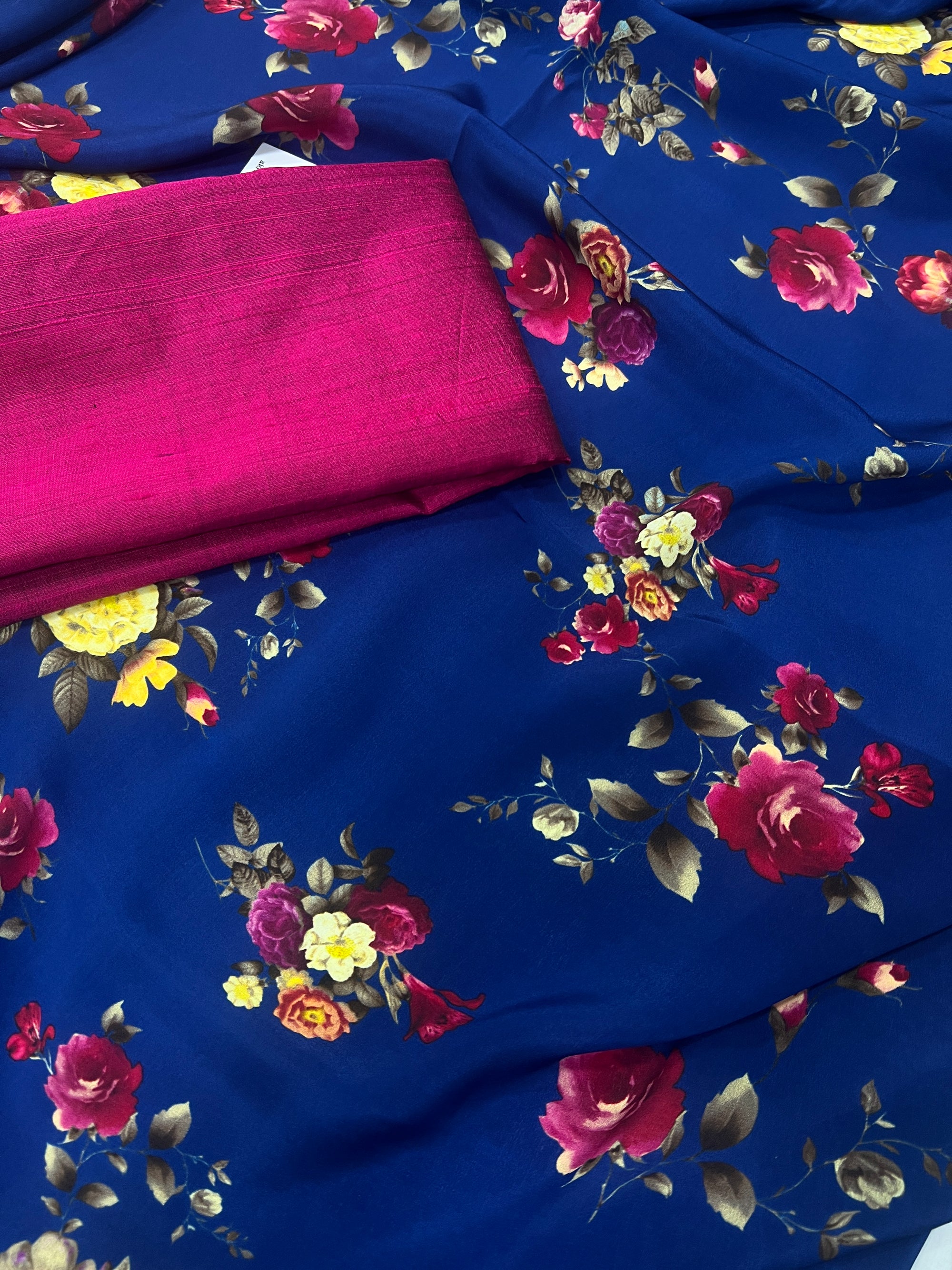 Digital printed pure silk crepe saree with blouse