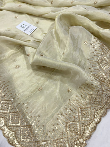 Embroidered tissue dupatta