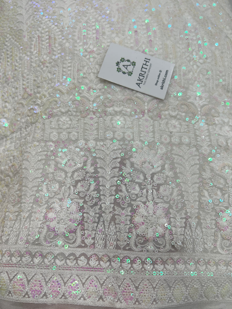 Dyeable Heavy Embroidered georgette fabric