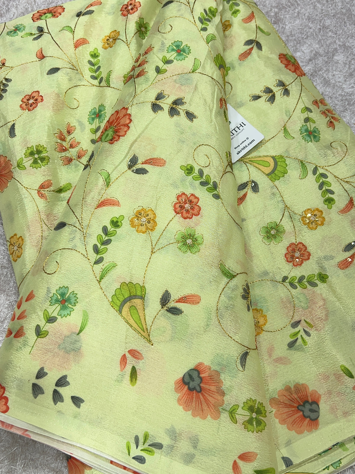 Embroidered Chinon Fabric with Position Print