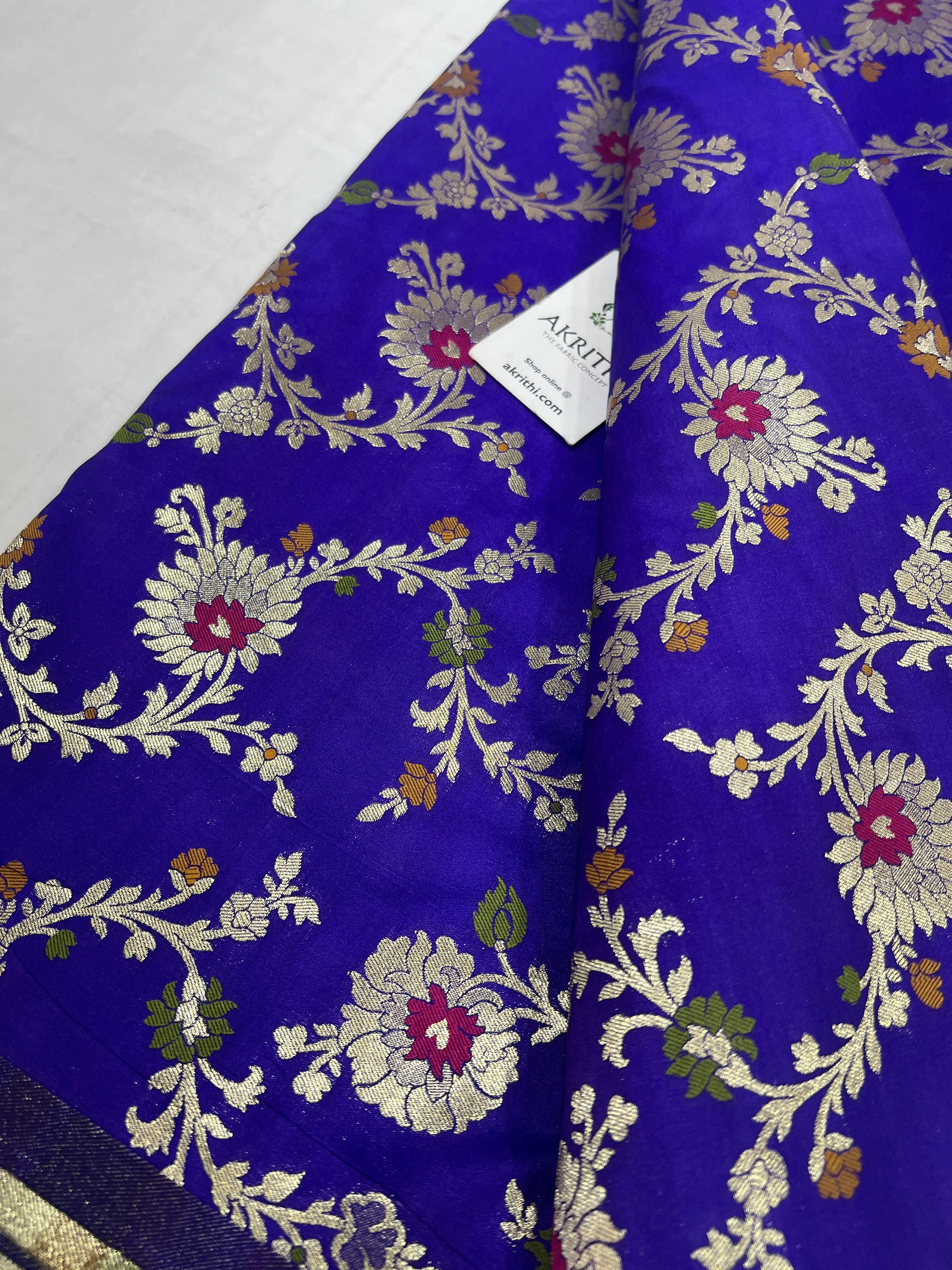 Pure Banarasi brocade fabric violet