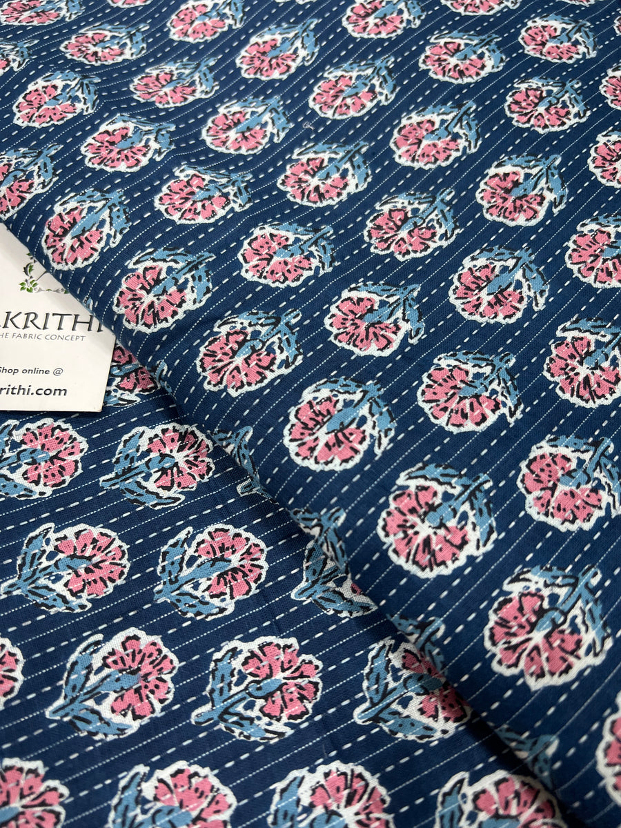 Printed Kantha pure cotton fabric