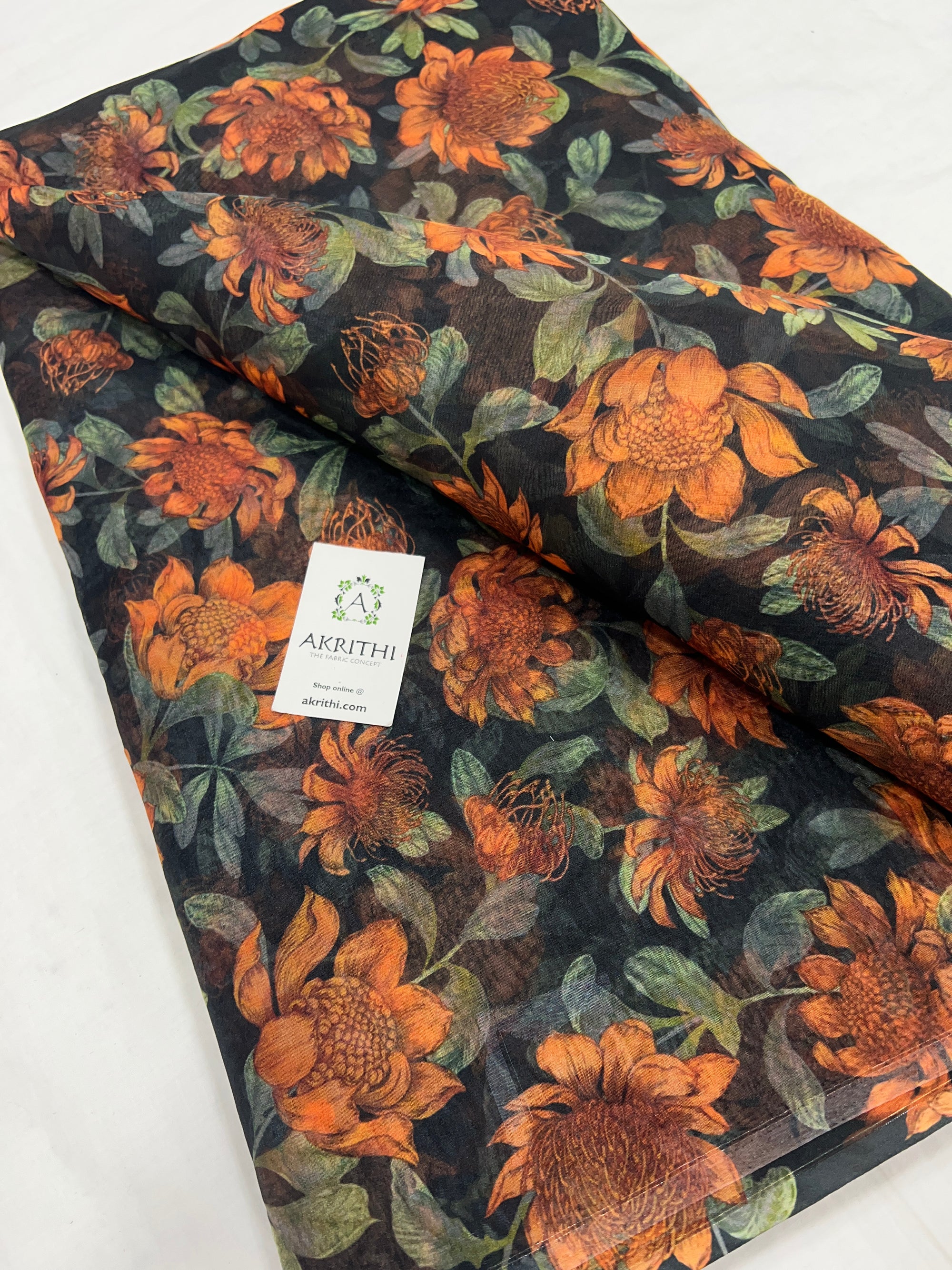 Digital floral Printed organza fabric