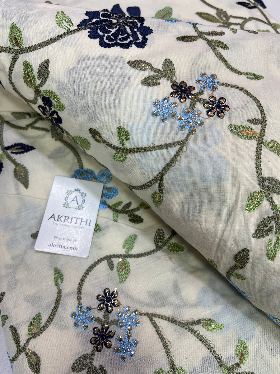 Pure cotton embroidered fabric