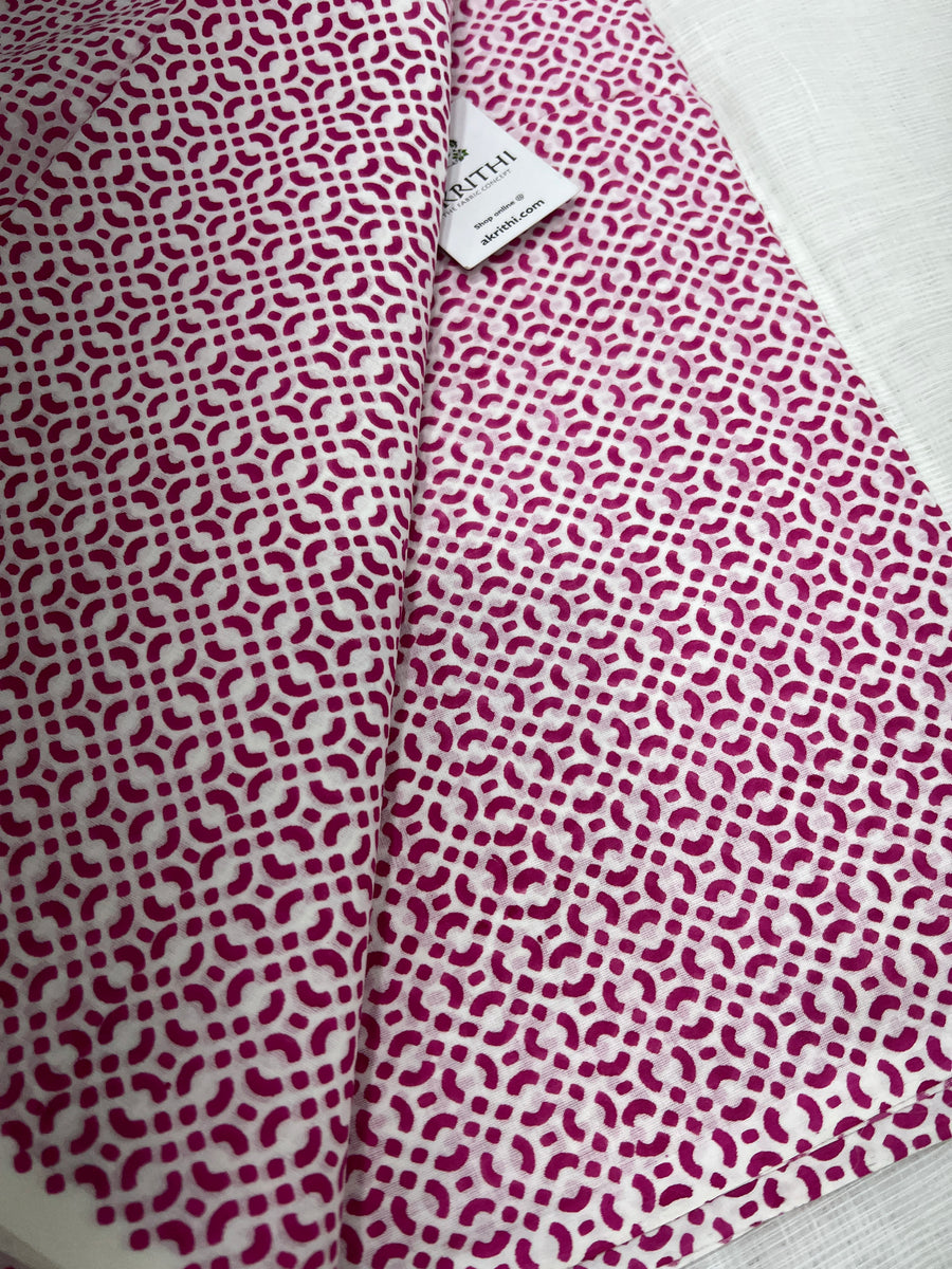 Hand block Printed pure mul cotton fabric