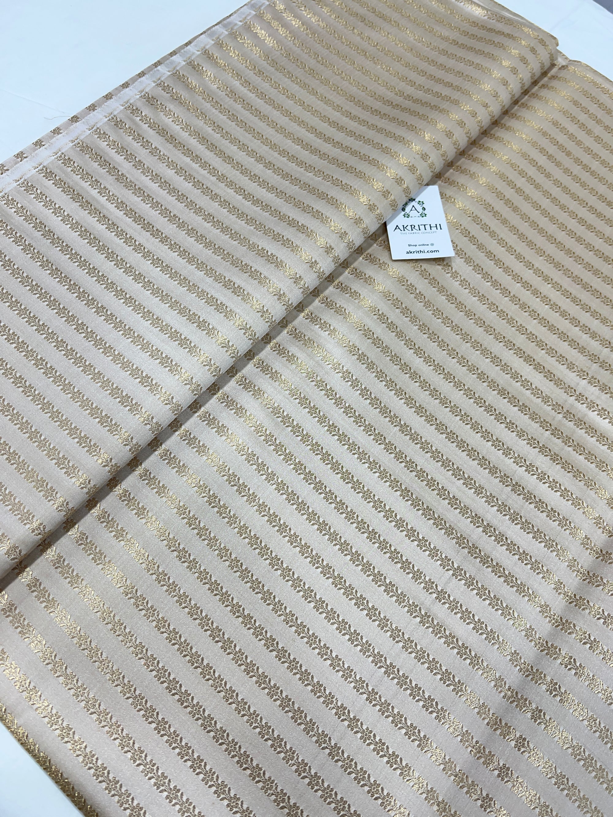 Pure Banarasi brocade fabric beige