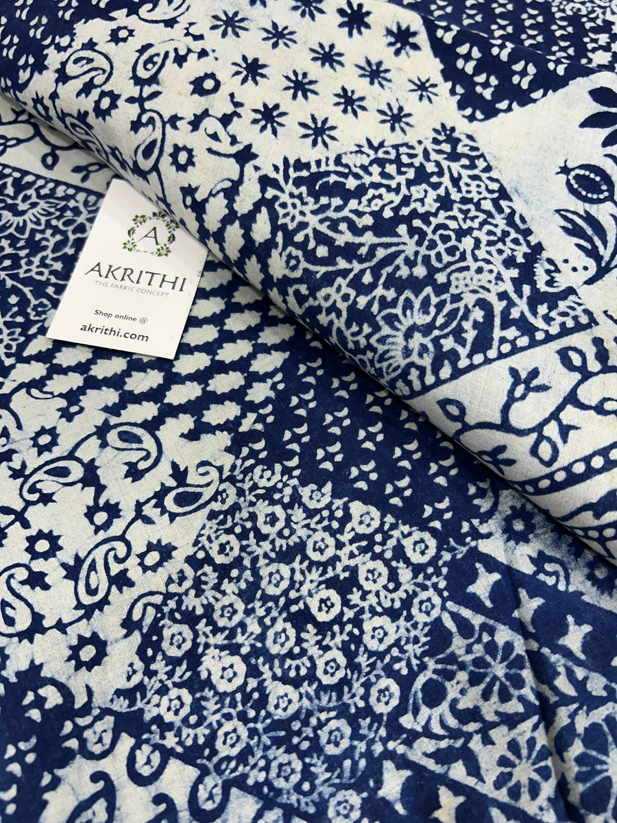 Indigo Printed pure cotton fabric