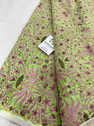 Hand block Printed pure mul cotton fabric