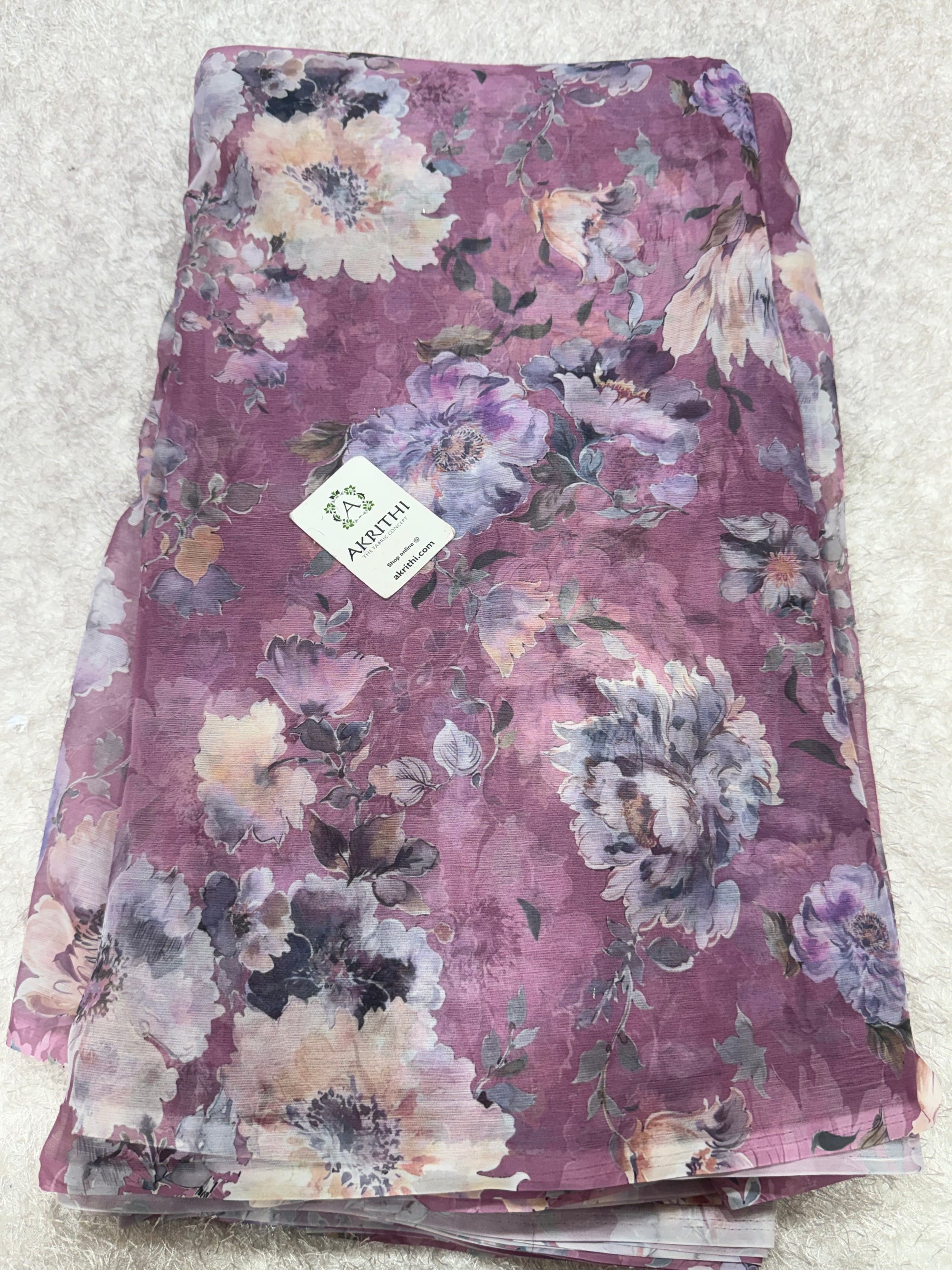 Digital floral printed chiffon fabric