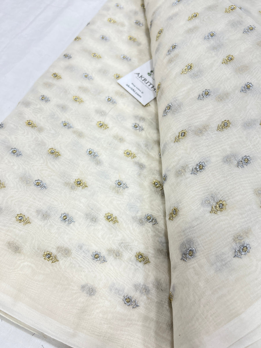 HANDLOOM MUL CHANDERI EMBROIDERED FABRIC