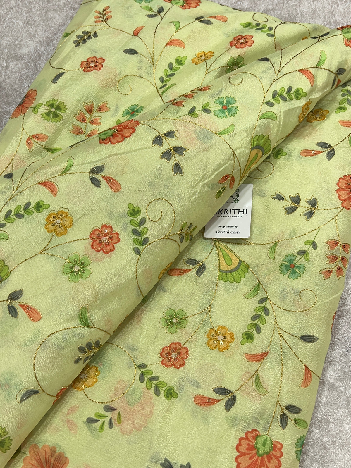 Embroidered Chinon Fabric with Position Print
