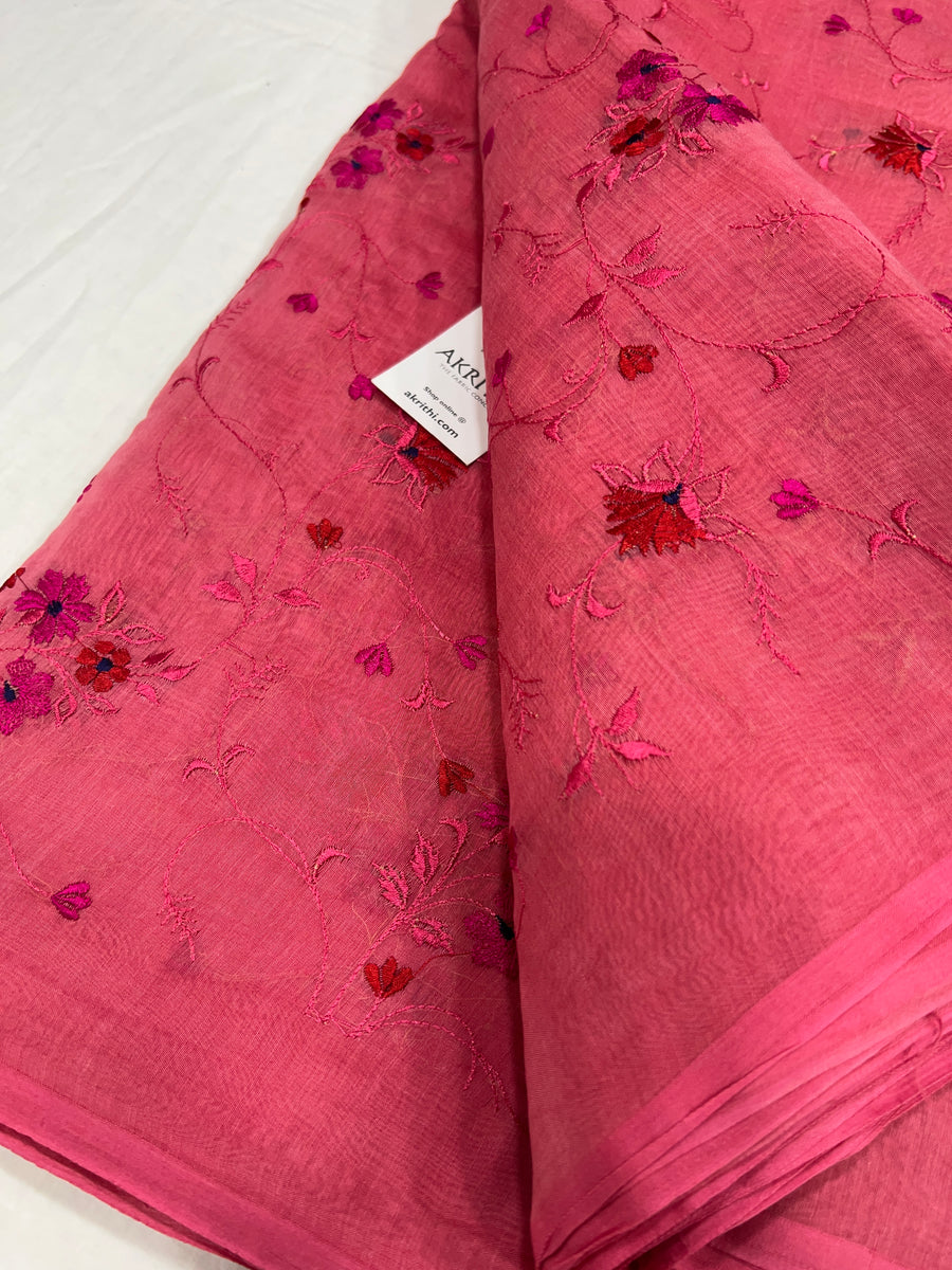 HANDLOOM MUL CHANDERI EMBROIDERED FABRIC