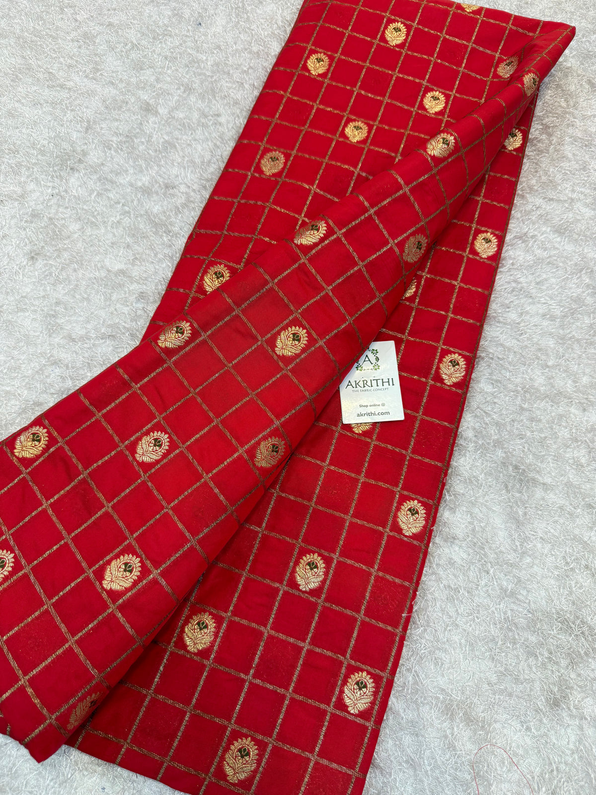 Pure Banarasi brocade checks meena Butti fabric