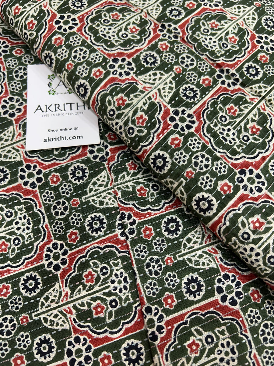 Printed Kantha pure cotton fabric