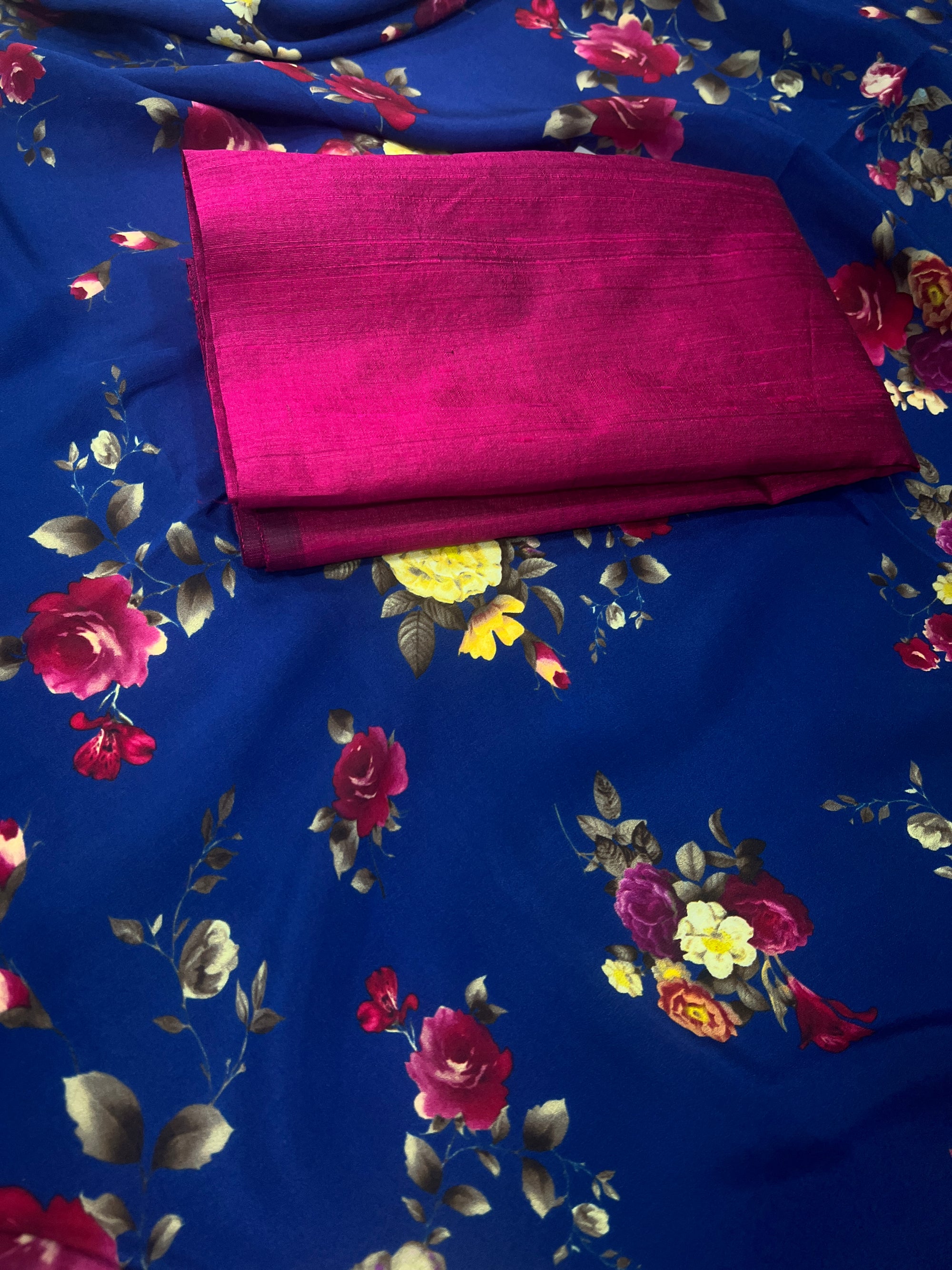 Digital printed pure silk crepe saree with blouse