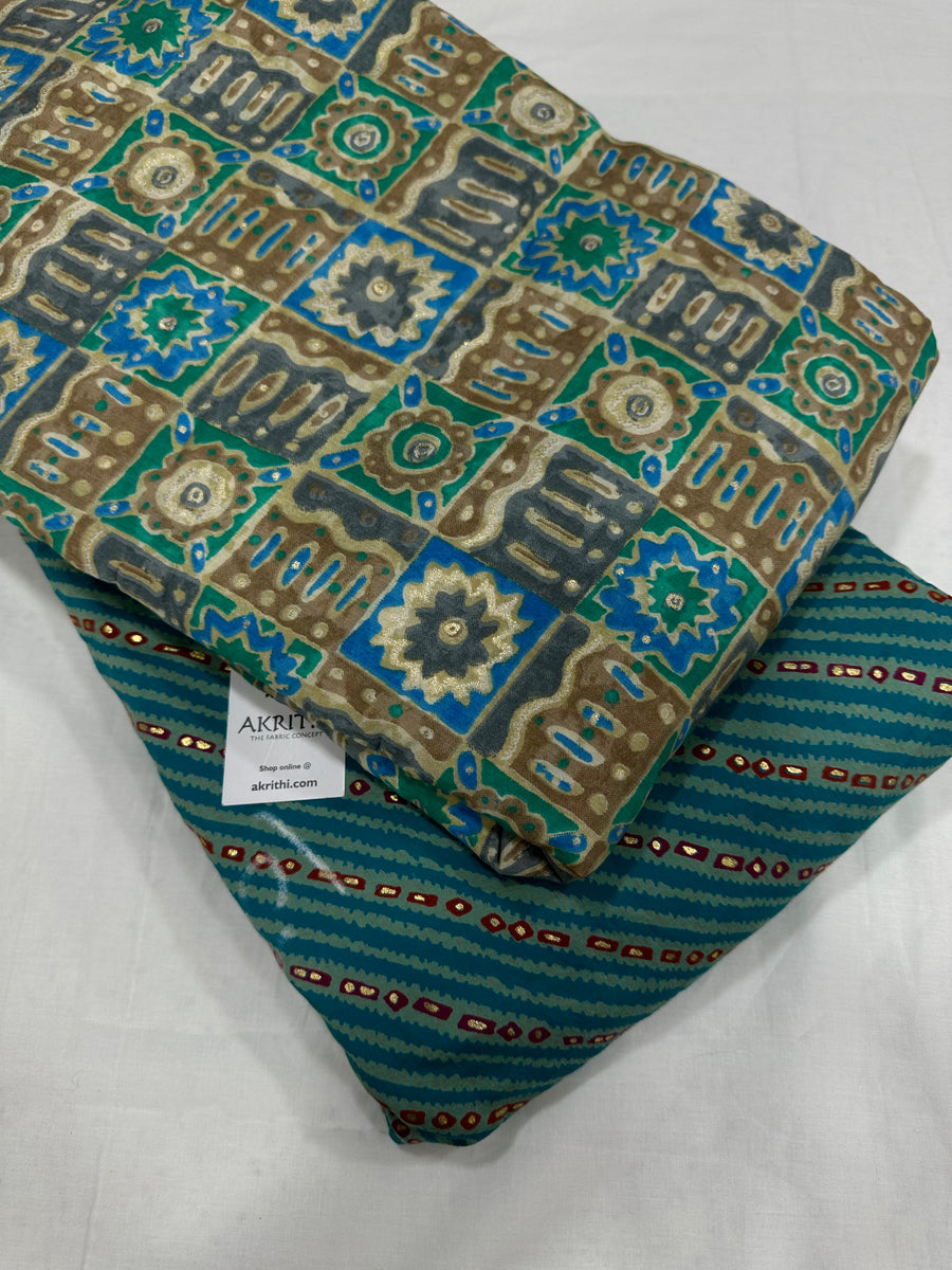 Printed silk salwar suit