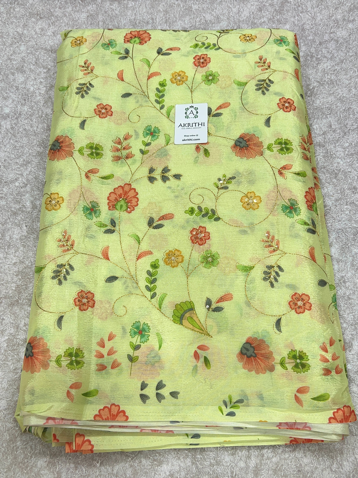 Embroidered Chinon Fabric with Position Print