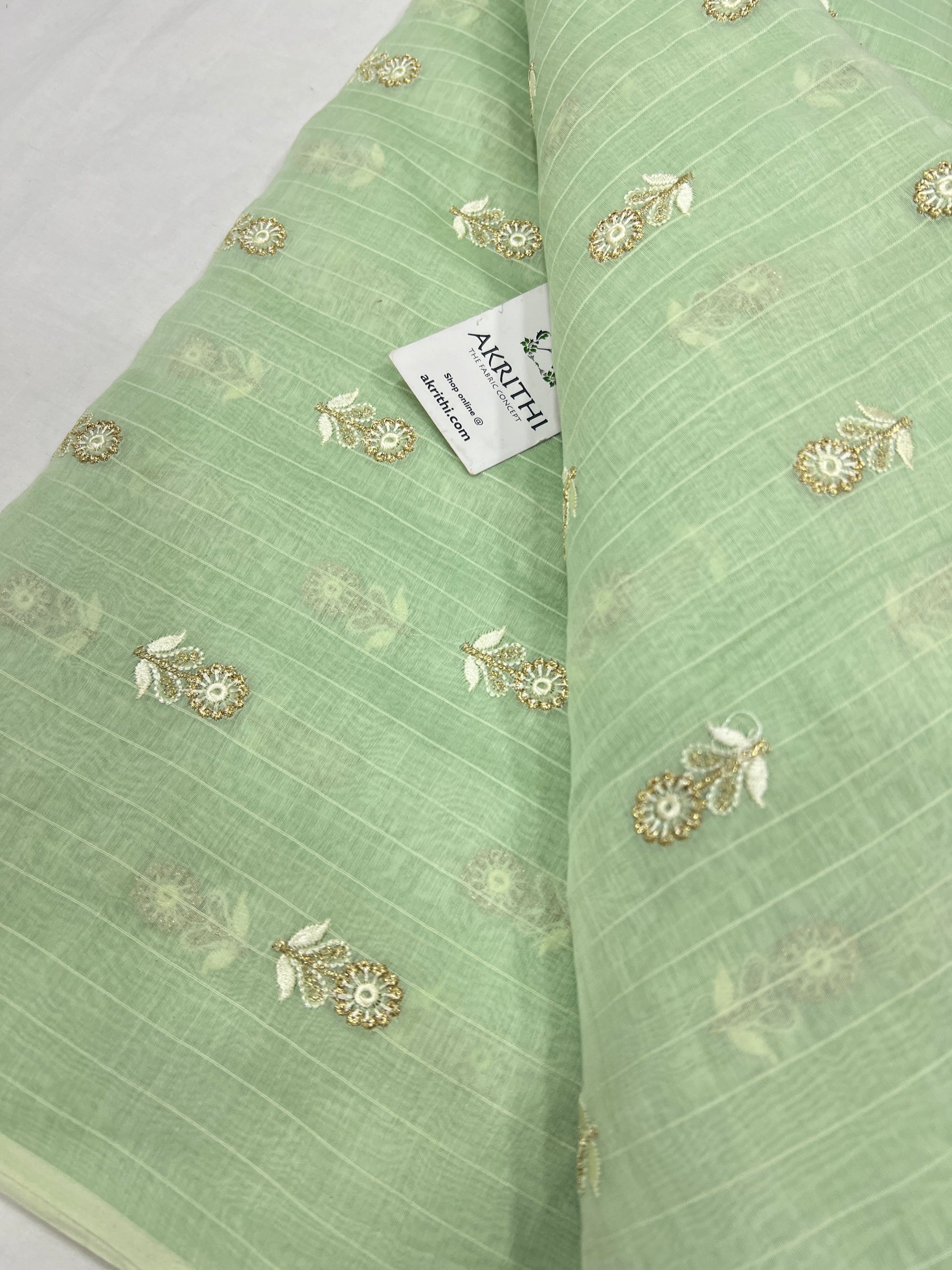 HANDLOOM MUL CHANDERI EMBROIDERED FABRIC