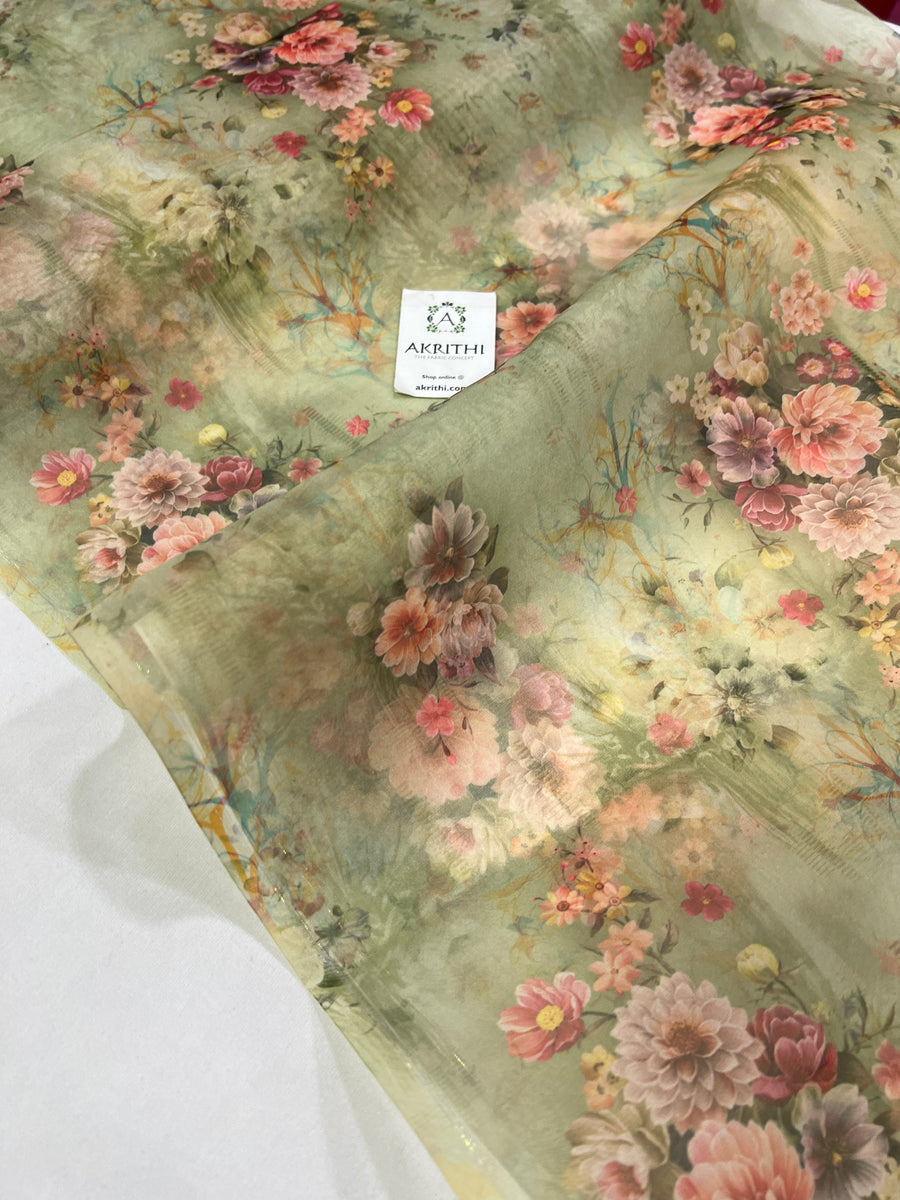 Digital floral Printed organza fabric