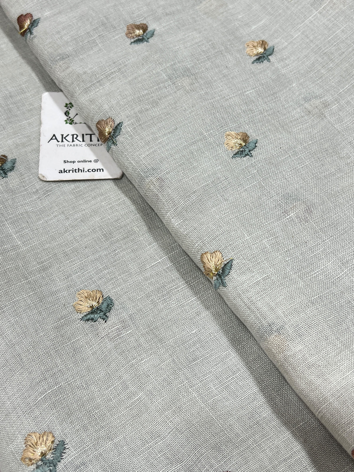 Embroidered pure linen fabric