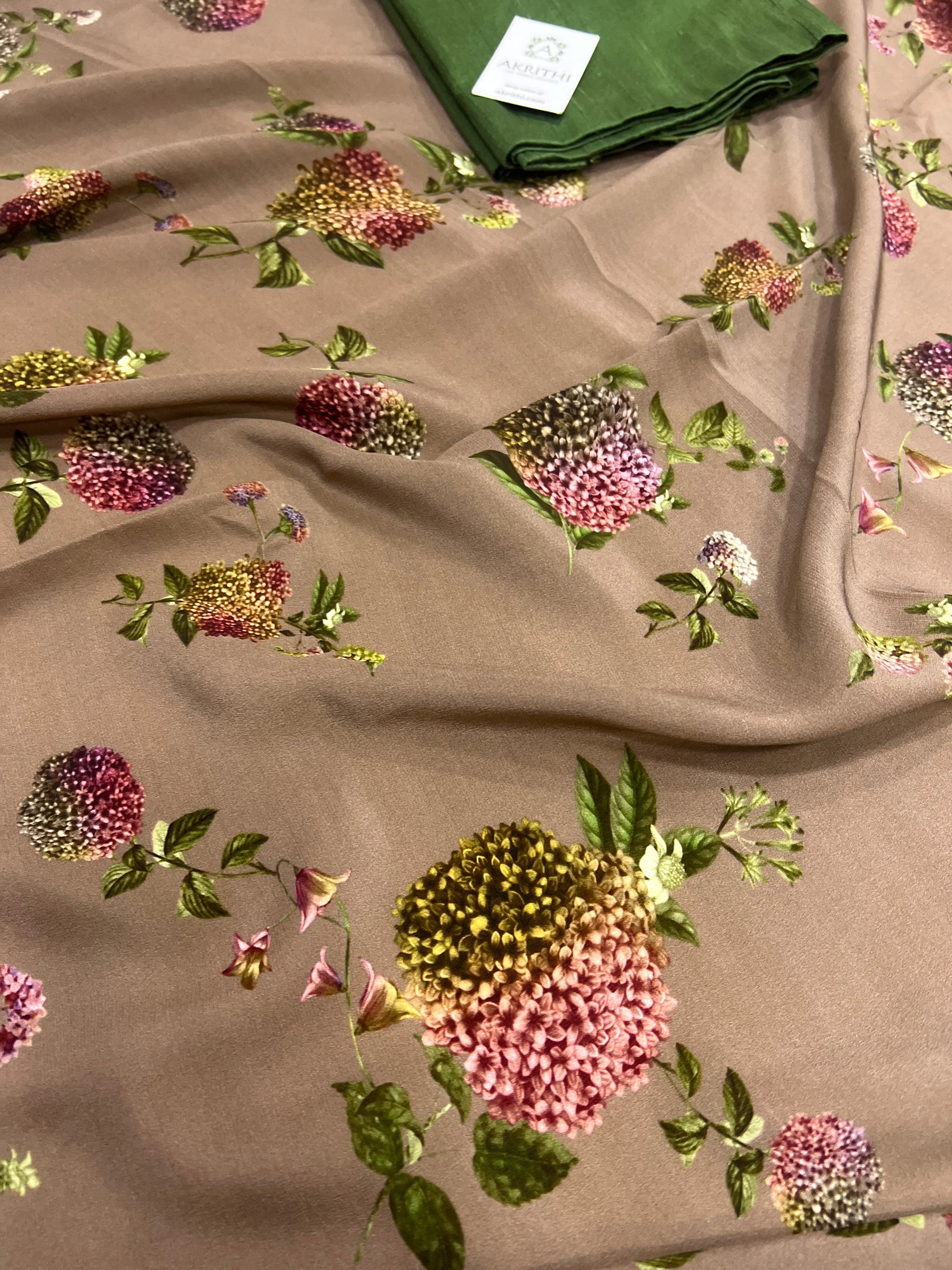 Digital printed pure silk crepe saree with blouse