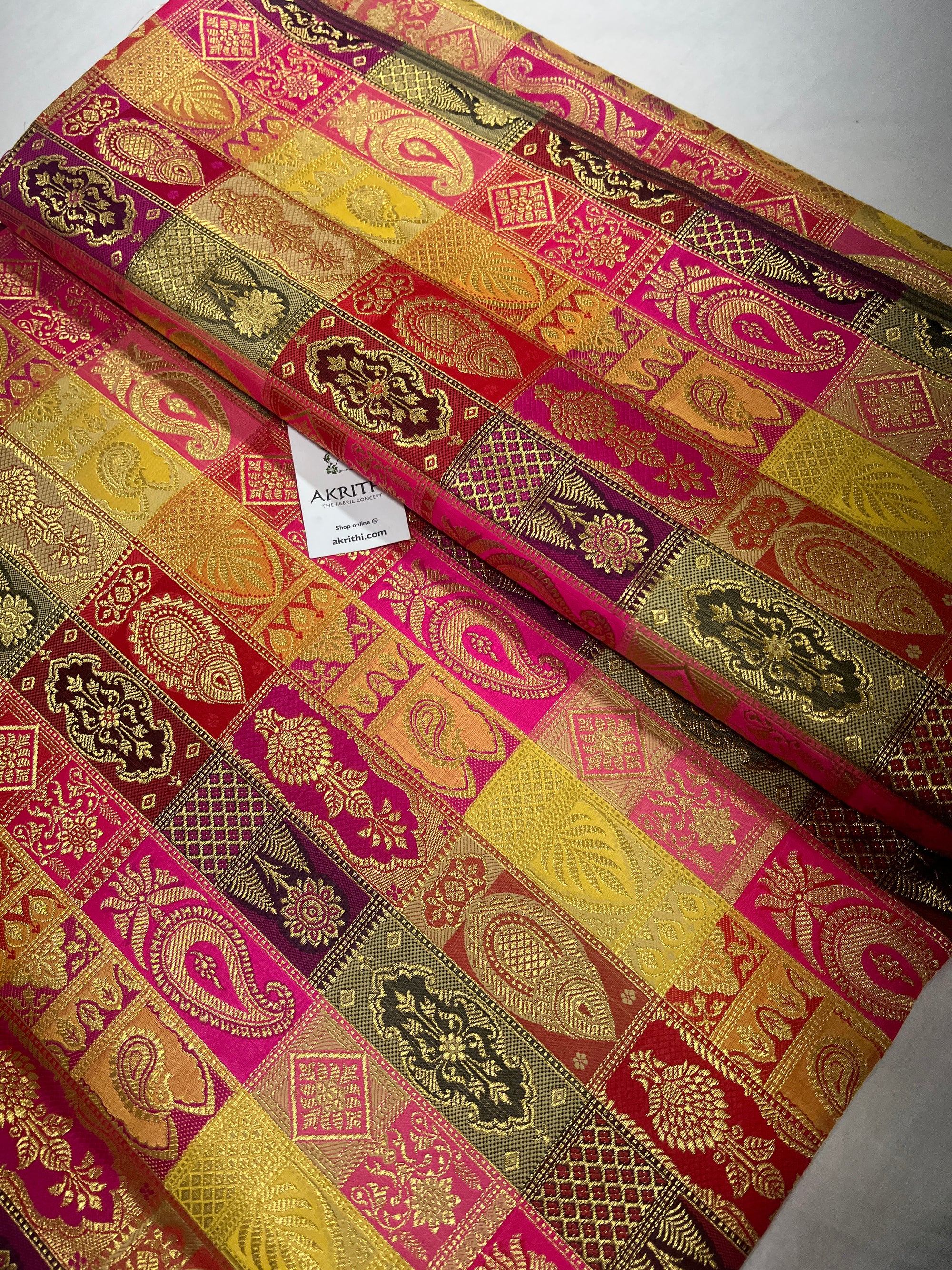 Pure Banarasi brocade fabric 80 cms cut