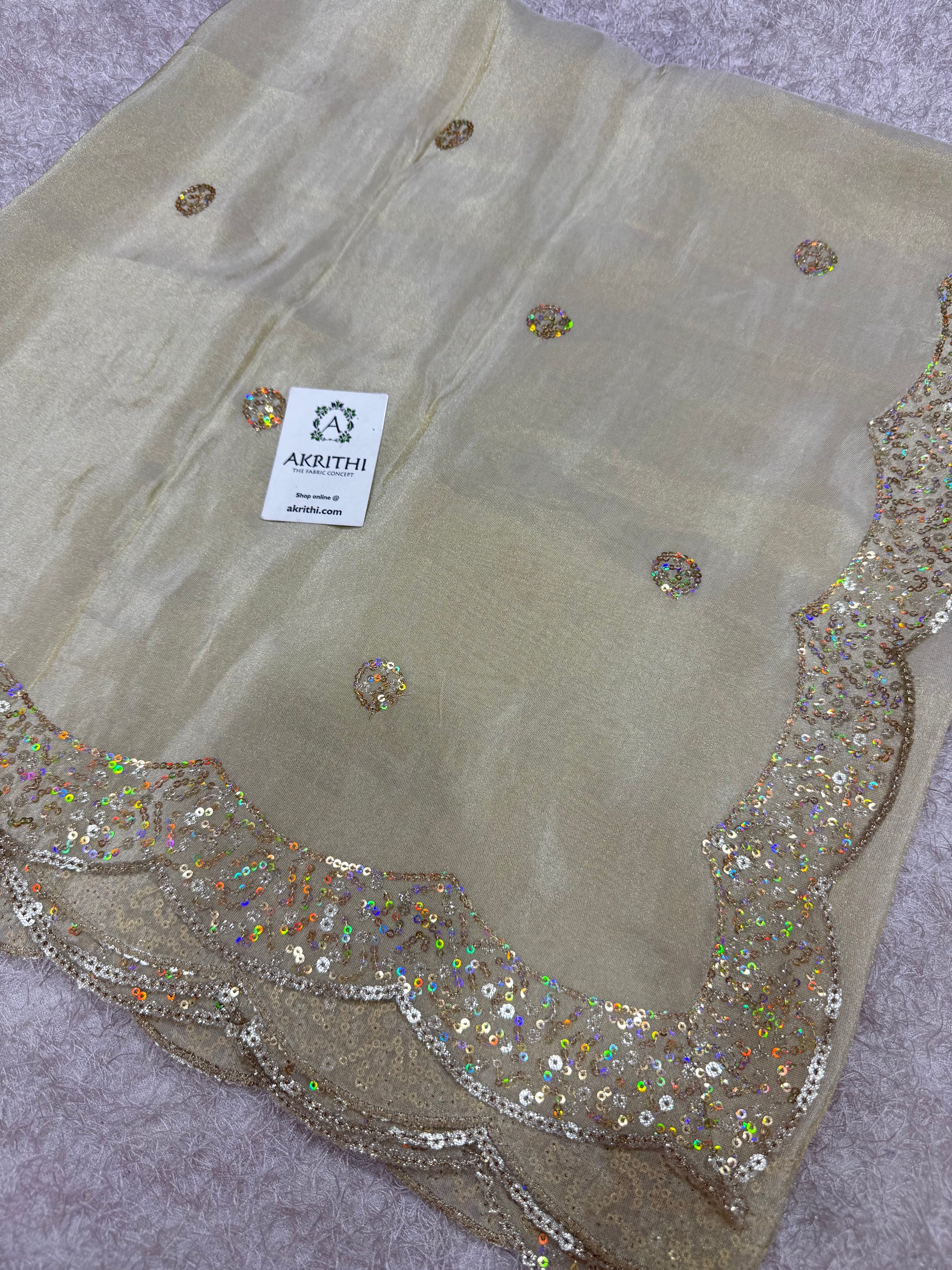 Dyeable embroidered tissue dupatta