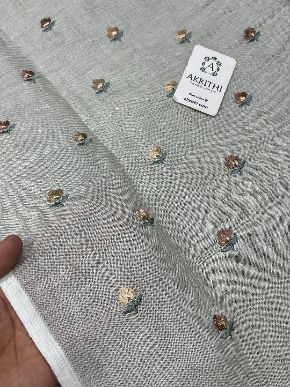 Embroidered pure linen fabric